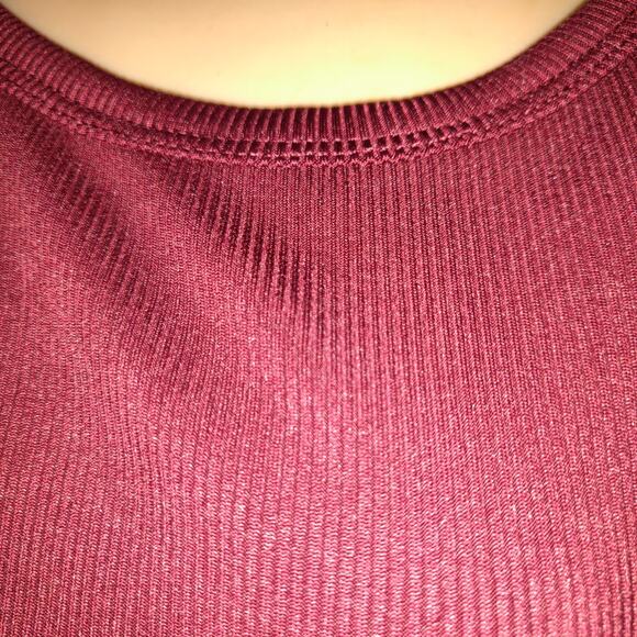 Ekouaer Cropped Ribbed Top Women's 2XL BURGUNDY Drawstring Ruching Sleeveless - Picture 3 of 9